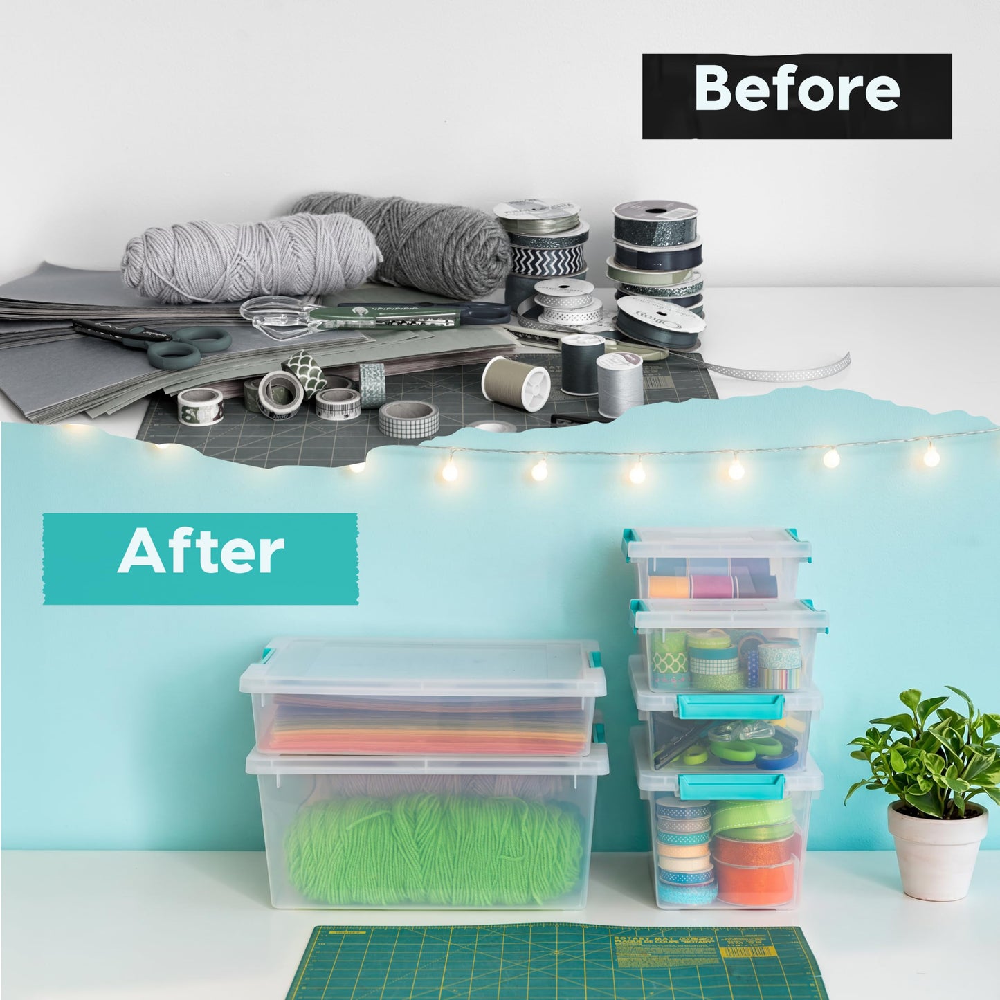 IRIS USA Storage Bins with Lids |Made in USA| 12 Qt - (4-Pack) - Clear