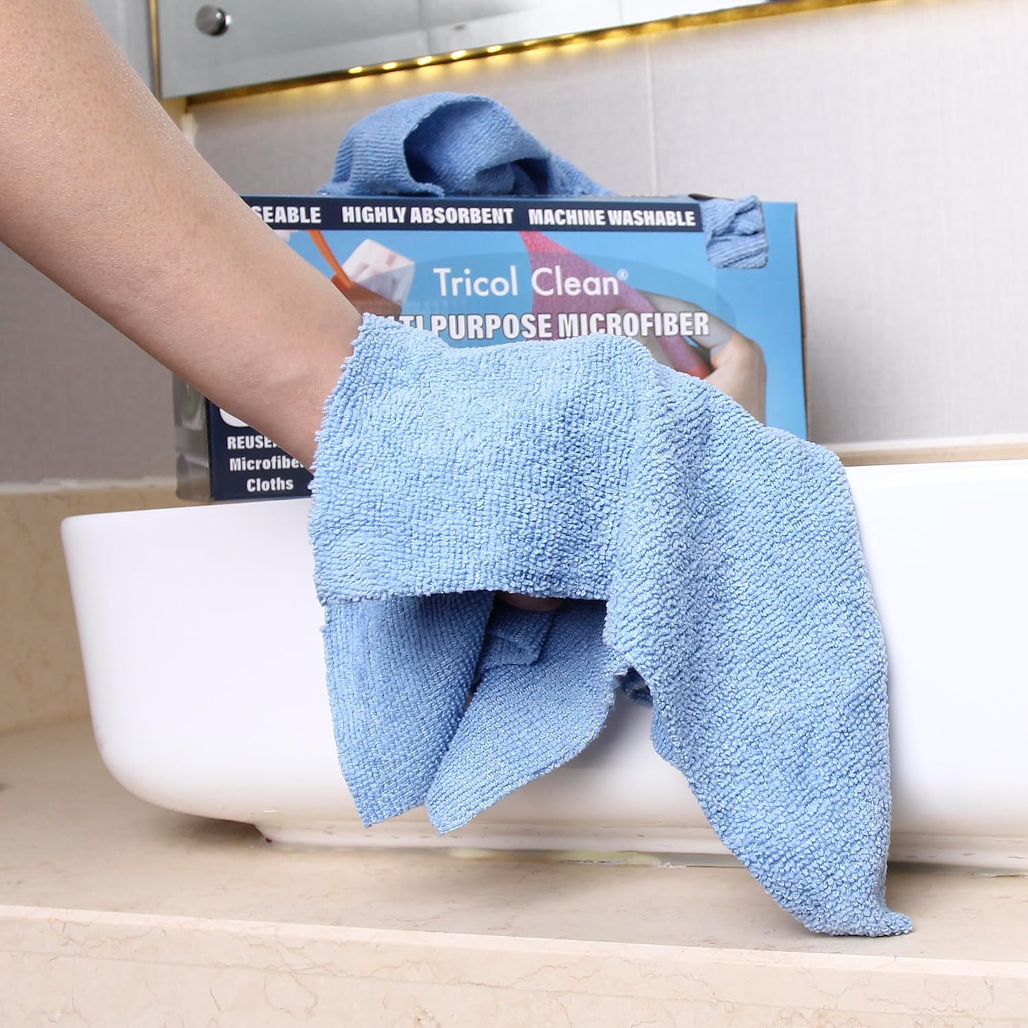 Tricol Clean Profesional Resuable Lint Free Microfiber Edgeless Cleaning Cloth 50PK Cleaning