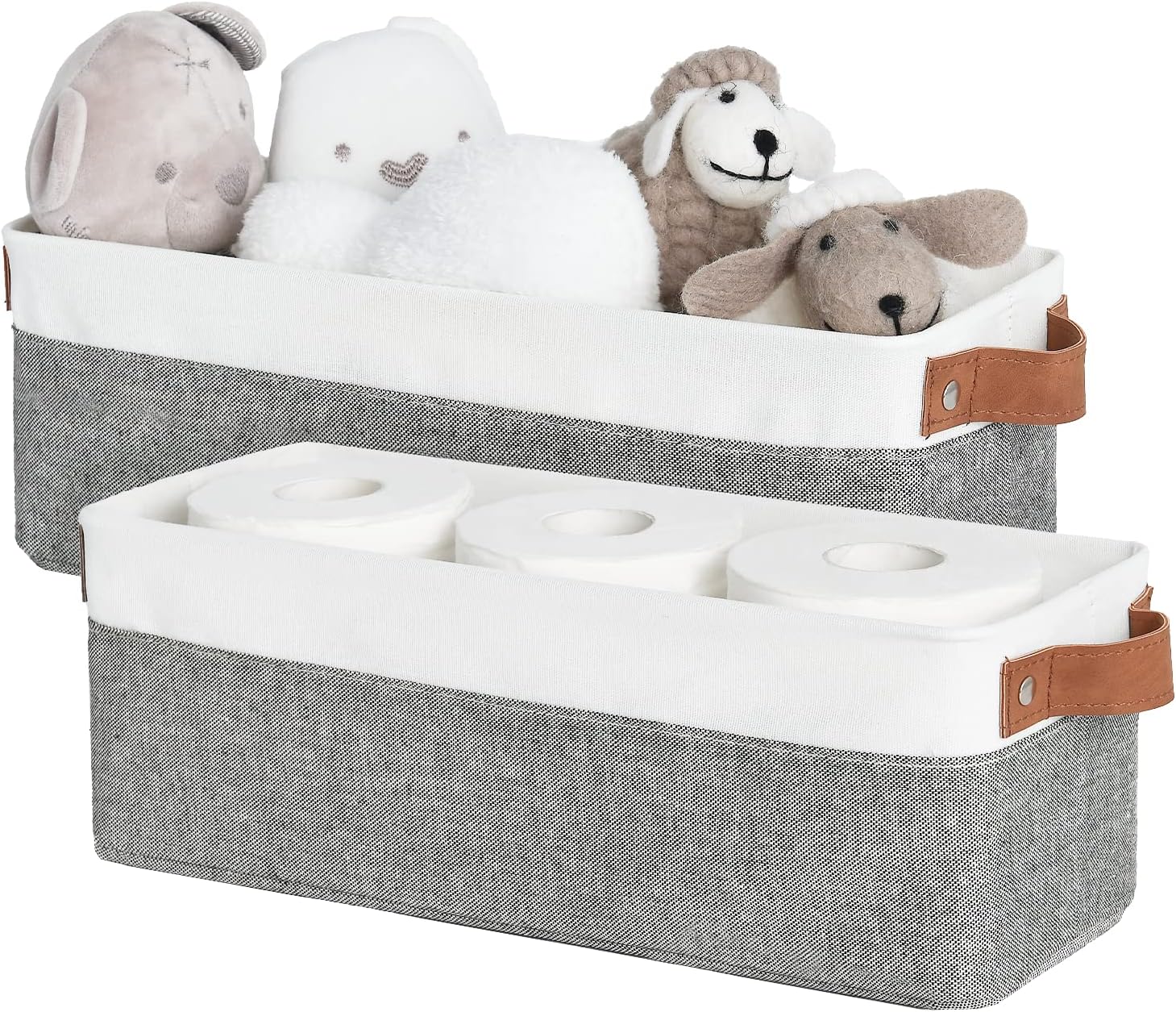 StorageWorks Narrow Storage Bins, Small Basket for Closet and Shelves, Fabric Organizer with