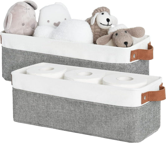StorageWorks Narrow Storage Bins, Small Basket for Closet and Shelves, Fabric Organizer with