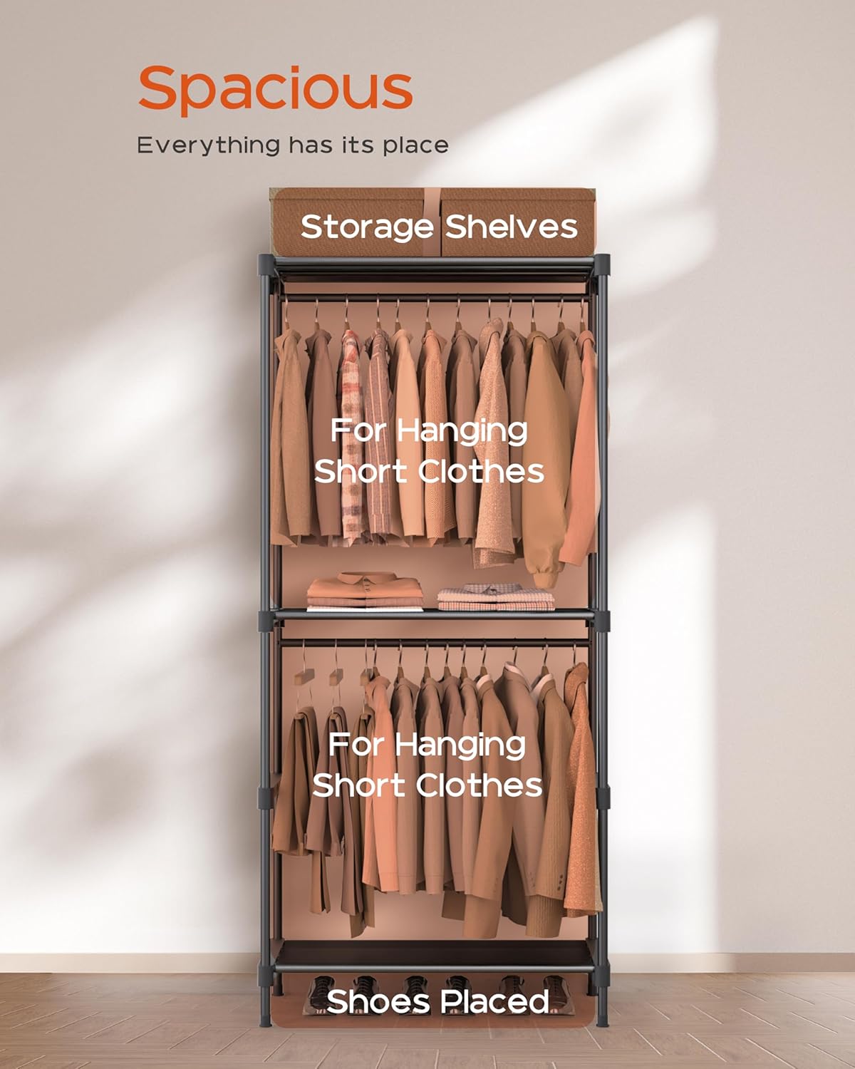 Clothes Rack, Portable Closet, 27.6 Inch Wardrobe Closet, Clothes Storage Organizer with Shelves