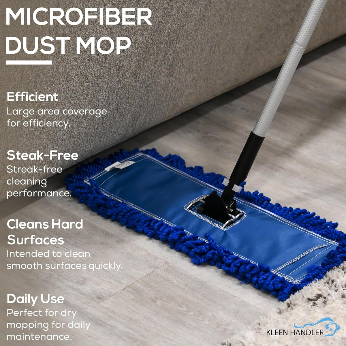 KLEEN HANDLER 18 Inch Microfiber Dust Mop Bulk Pack of 12, Large Washable Commercial Mop Head