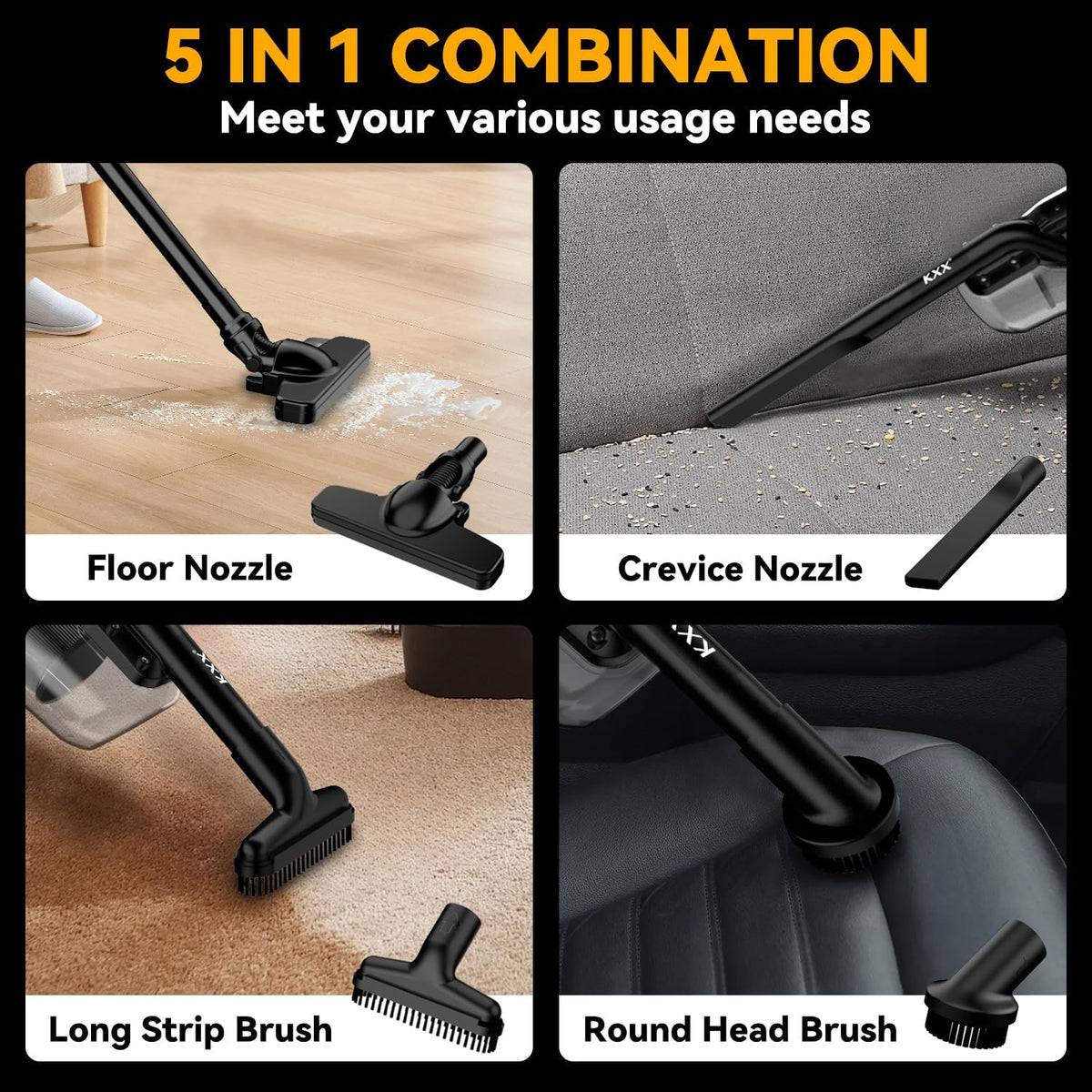 Cordless Vacuum for Dewalt 20V Battery, 5 in 1 Handheld Electric Vacuum Cleaner with 500W Powerful