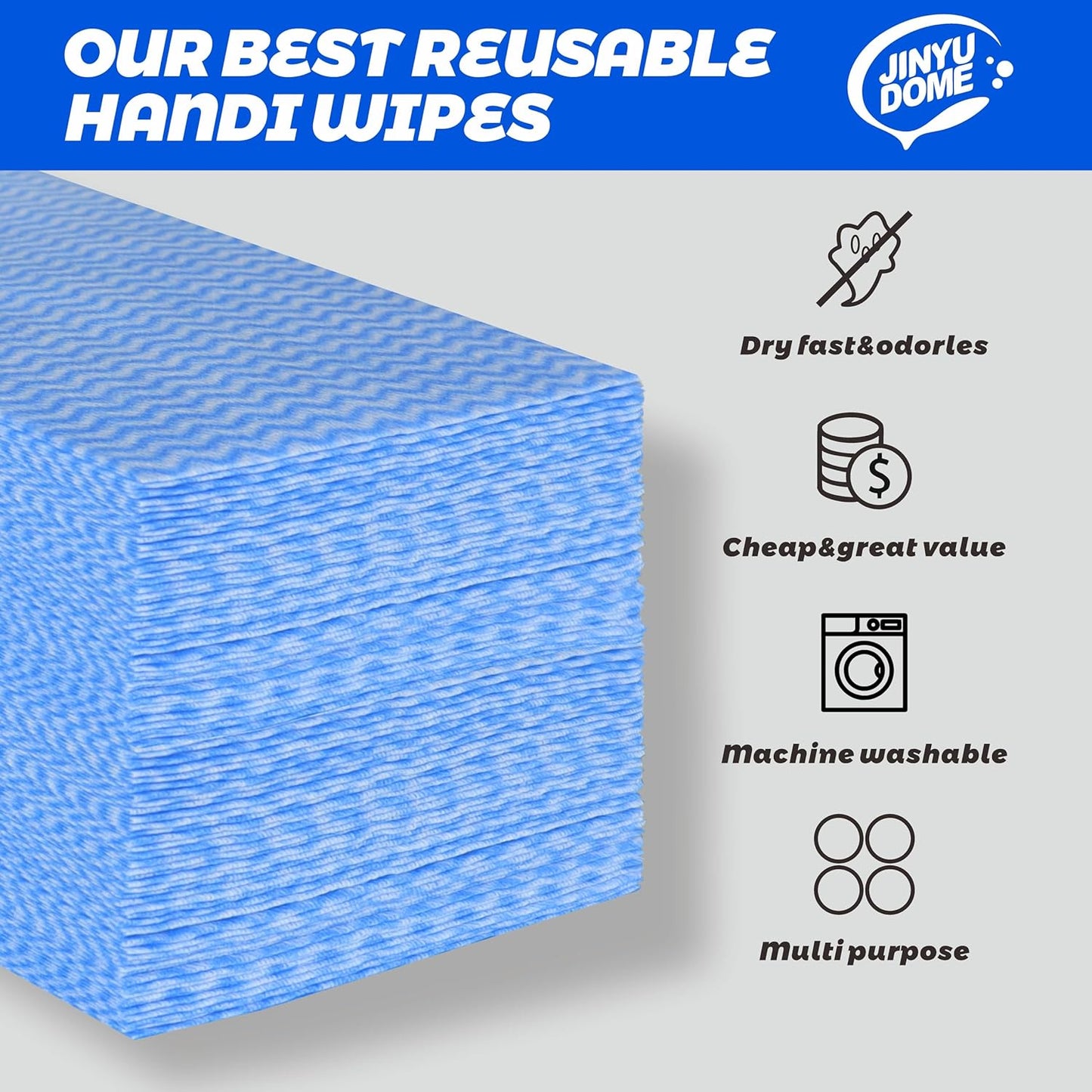Handi Wipes Reusable Cloths, Blue Disposable Kitchen Cleaning Towel Roll, Heavy Duty J Cloth,50