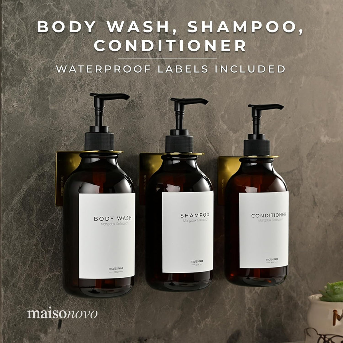 MaisoNovo Shampoo and Conditioner Dispenser - Shower Soap Dispenser Wall Mounted - 16.9 fl oz Set