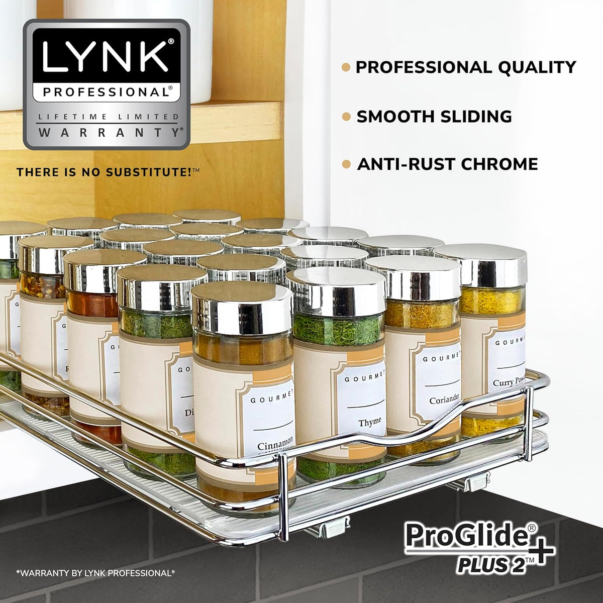 LYNK PROFESSIONAL® Pull Out Spice Rack Organizer for Inside Kitchen Cabinets - 8-1/4 inch Wide