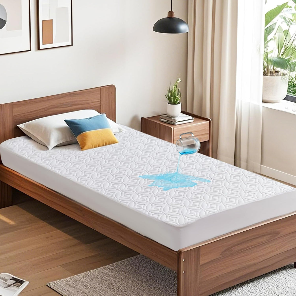 BEDLORE Waterproof Mattress Protector, Twin XL Size Mattress Pad with Deep Pocket 6"-15" Depth