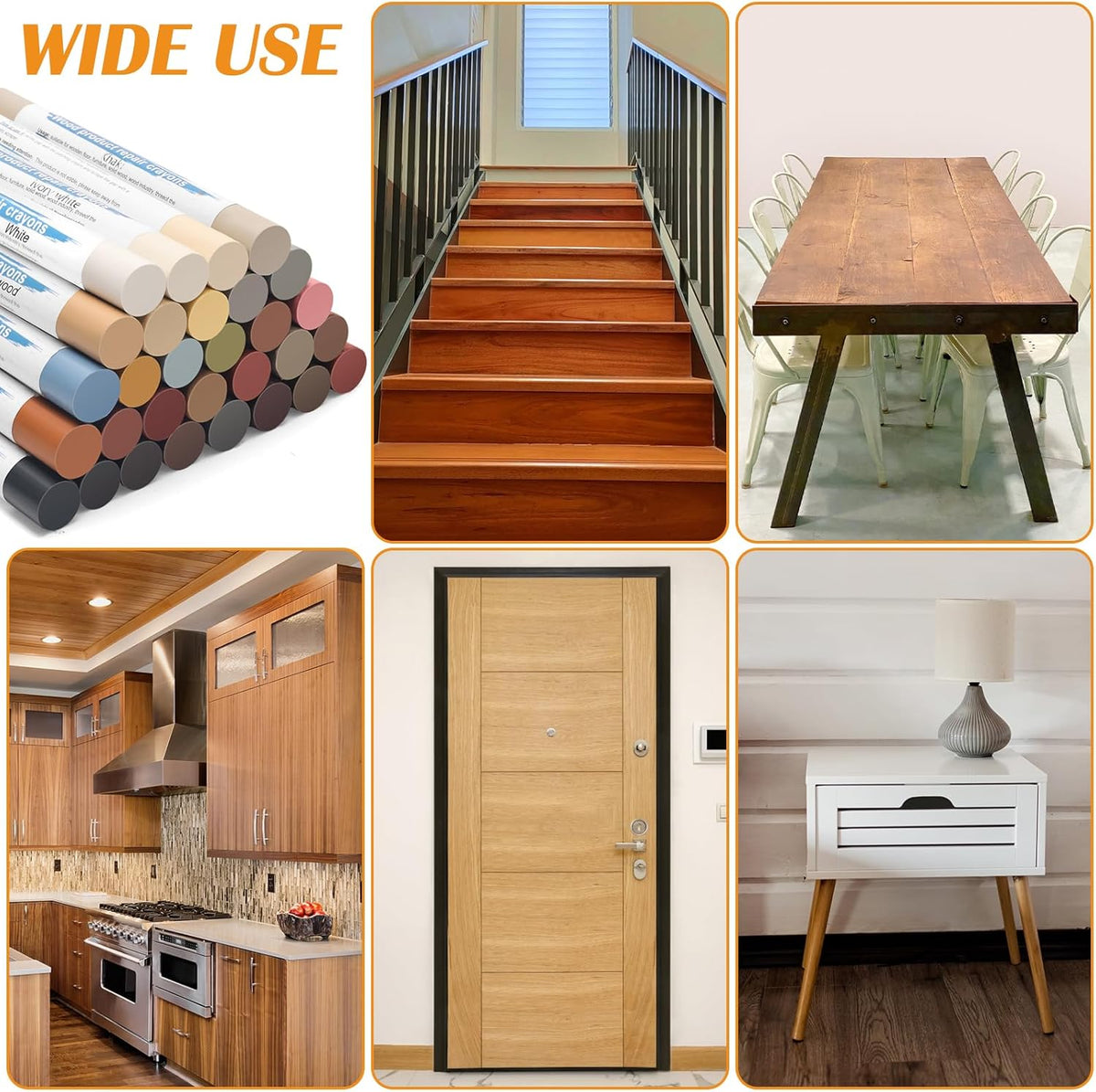 30+2P Wood Filler Sticks, Windspeed 30 Colos Wood Filler Putty Wax Crayons Furniture Repair Kit