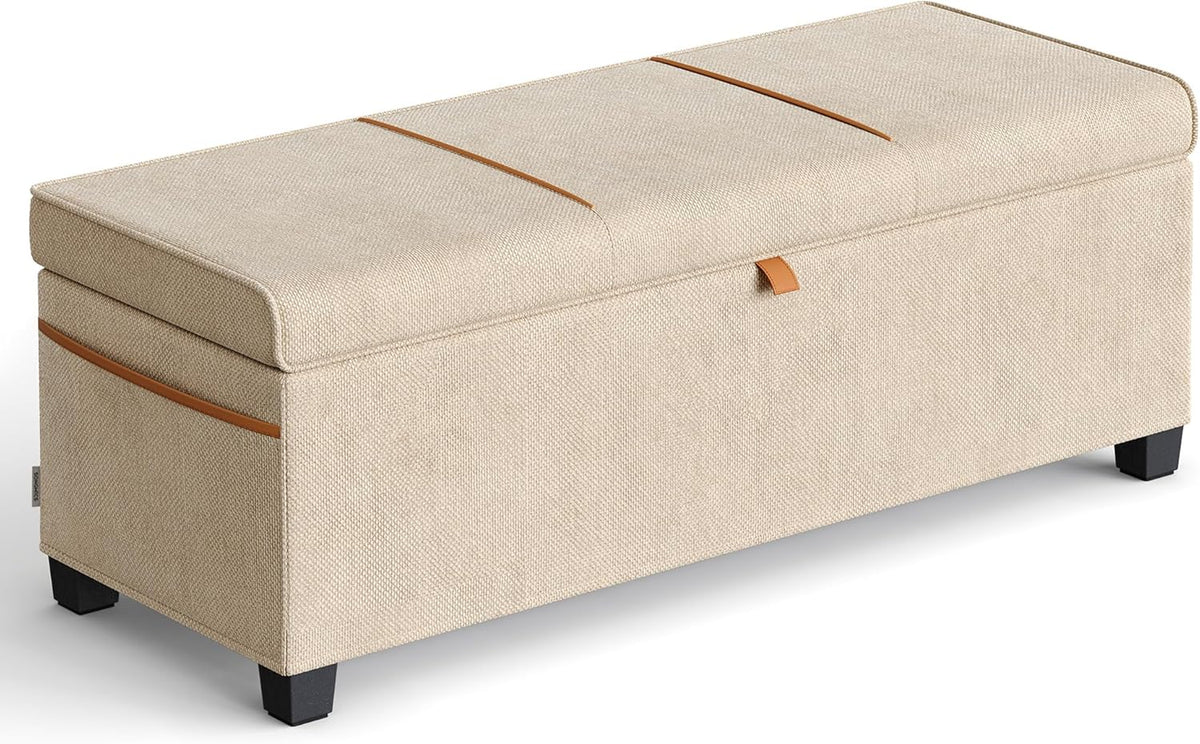 SONGMICS Storage Ottoman Bench, Storage Chest, 15.7 x 43.3 x 15.7 Inches, End of Bed Bench, 27 Gal.