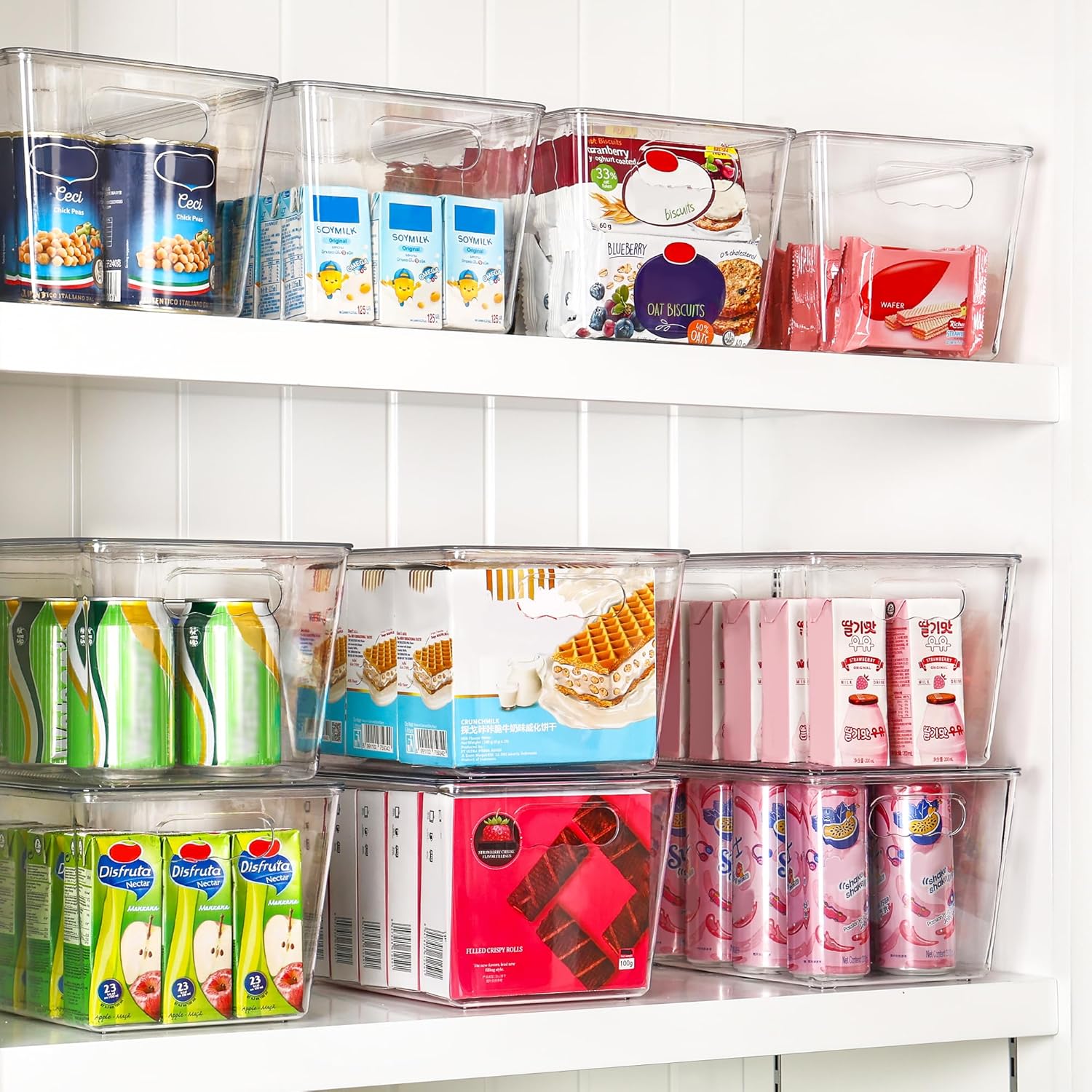 Vtopmart 6 Pack Clear Stackable Storage Bins with Lids, Large Plastic Containers with Handle for