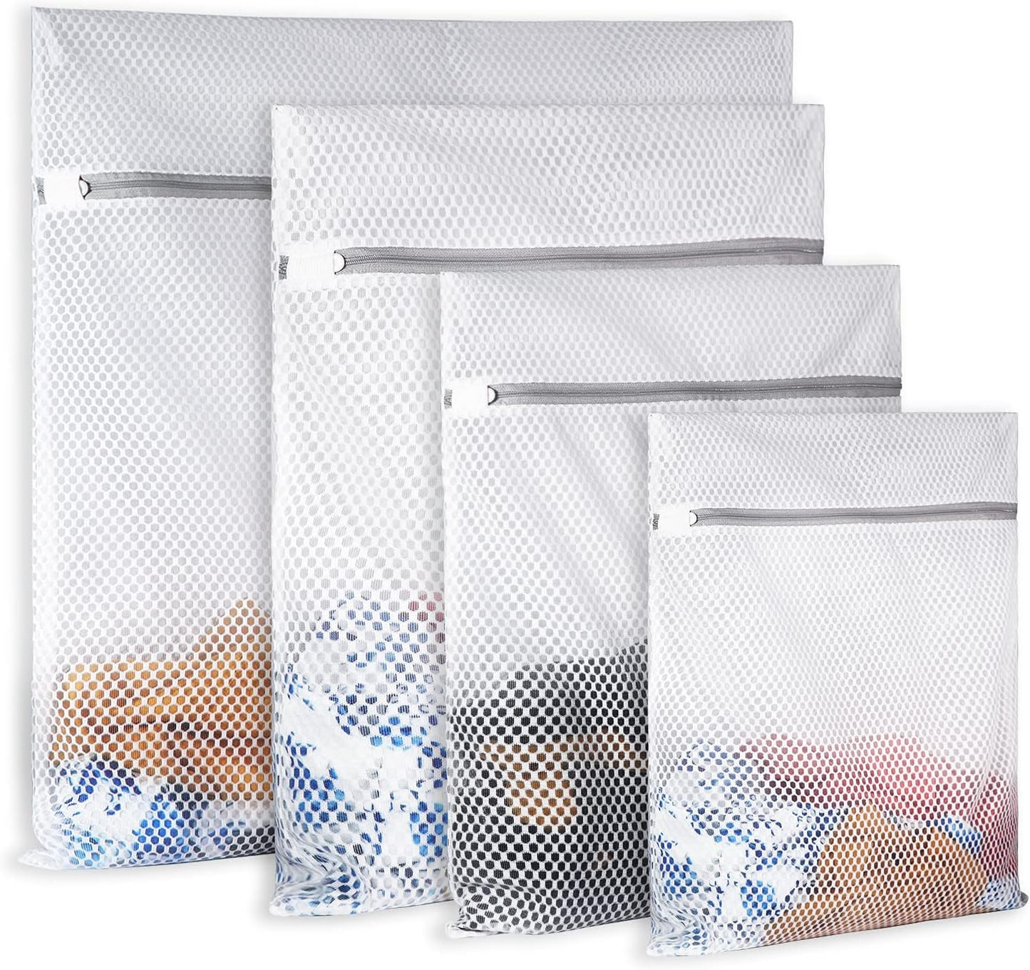 4Pcs Durable Honeycomb Mesh Laundry Bags for Delicates Reusable Wash Bag(1XX-Large 24 x 24