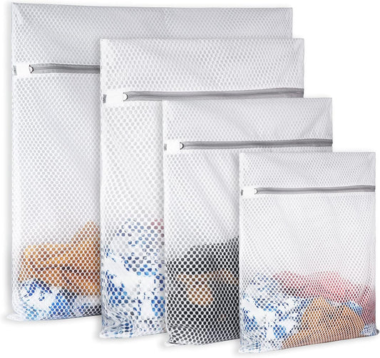 4Pcs Durable Honeycomb Mesh Laundry Bags for Delicates Reusable Wash Bag(1XX-Large 24 x 24