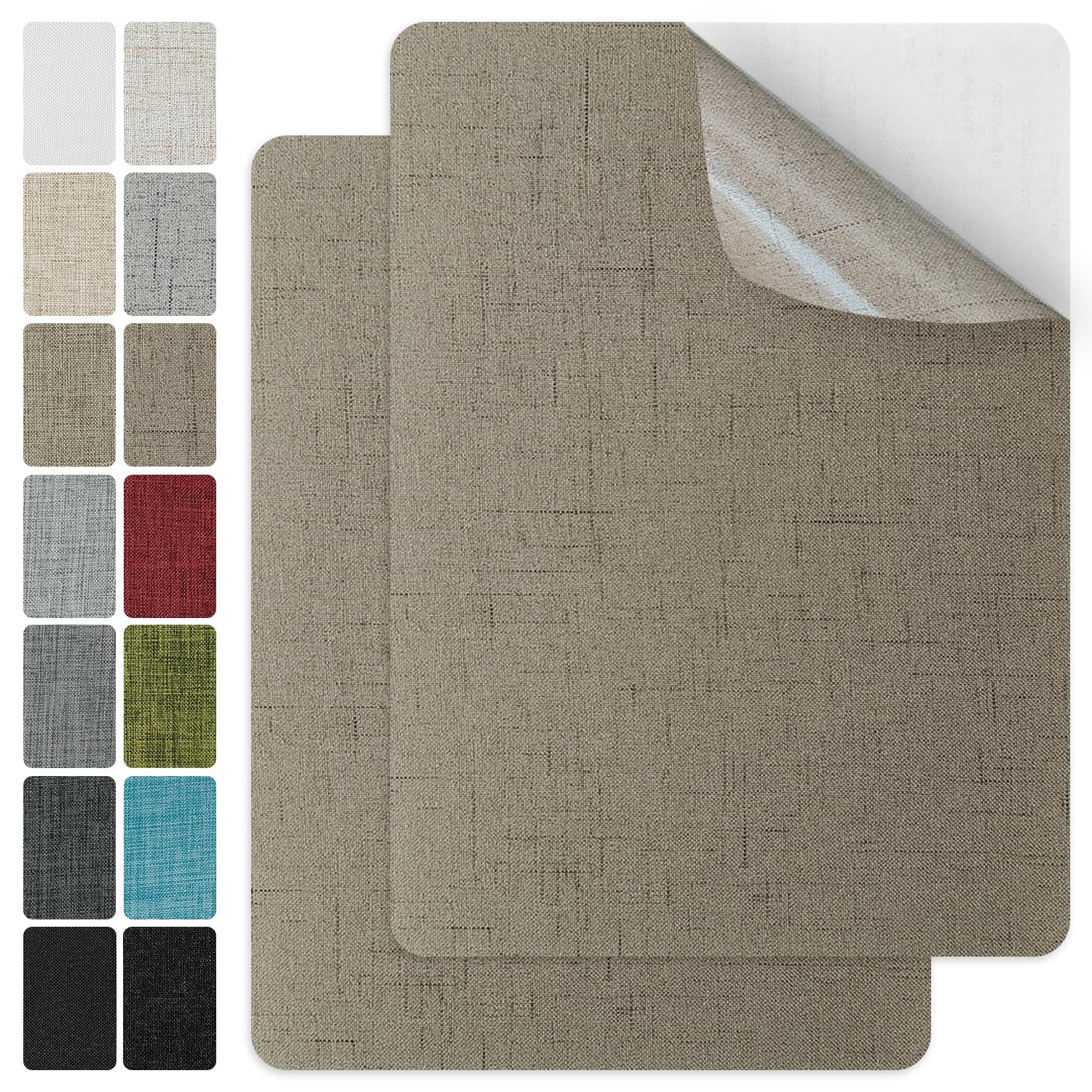 J.CARP 2Pcs Linen Repair Patches, Large Self-Adhesive Fabric Patch for Sofas, Couch, Furniture, Car