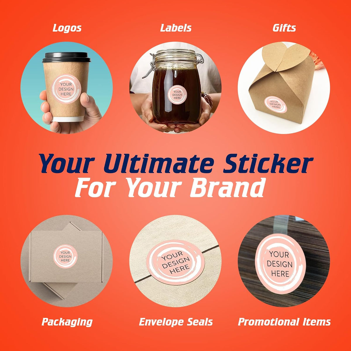 100 Custom Vinyl Stickers - Upload Your own Image, Text, Design, Logo - Personalized Logo Labels