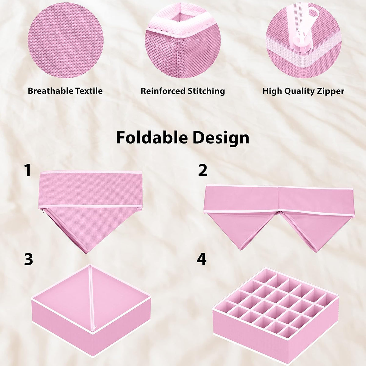 Simple Houseware 4-Pack Drawer Organizer Set - Closet Dividers for Underwear, Socks, Bras, Scarves