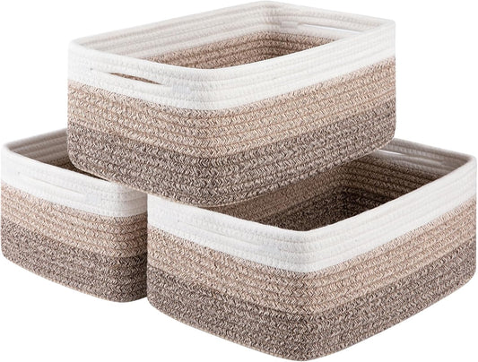 3 Pack Small Storage Baskets for Organizing, Cute Woven Decorative Gift Baskets for Shelves, Mini