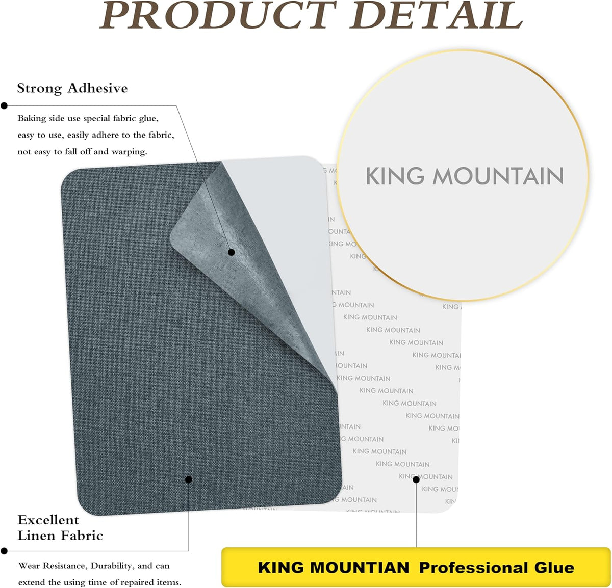 KING MOUNTAIN Coarse Linen Repair Patches, Self-Adhesive Linen Fabric Patches, 8X11 inch 2 PCS