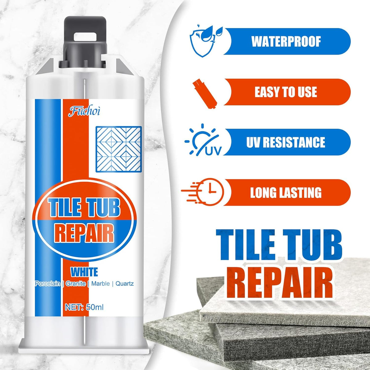 Tile Repair Kit, Ceramic Tile Chip Repair Kit, Porcelain Repair Kit for Ceramic, Tub, Acrylic