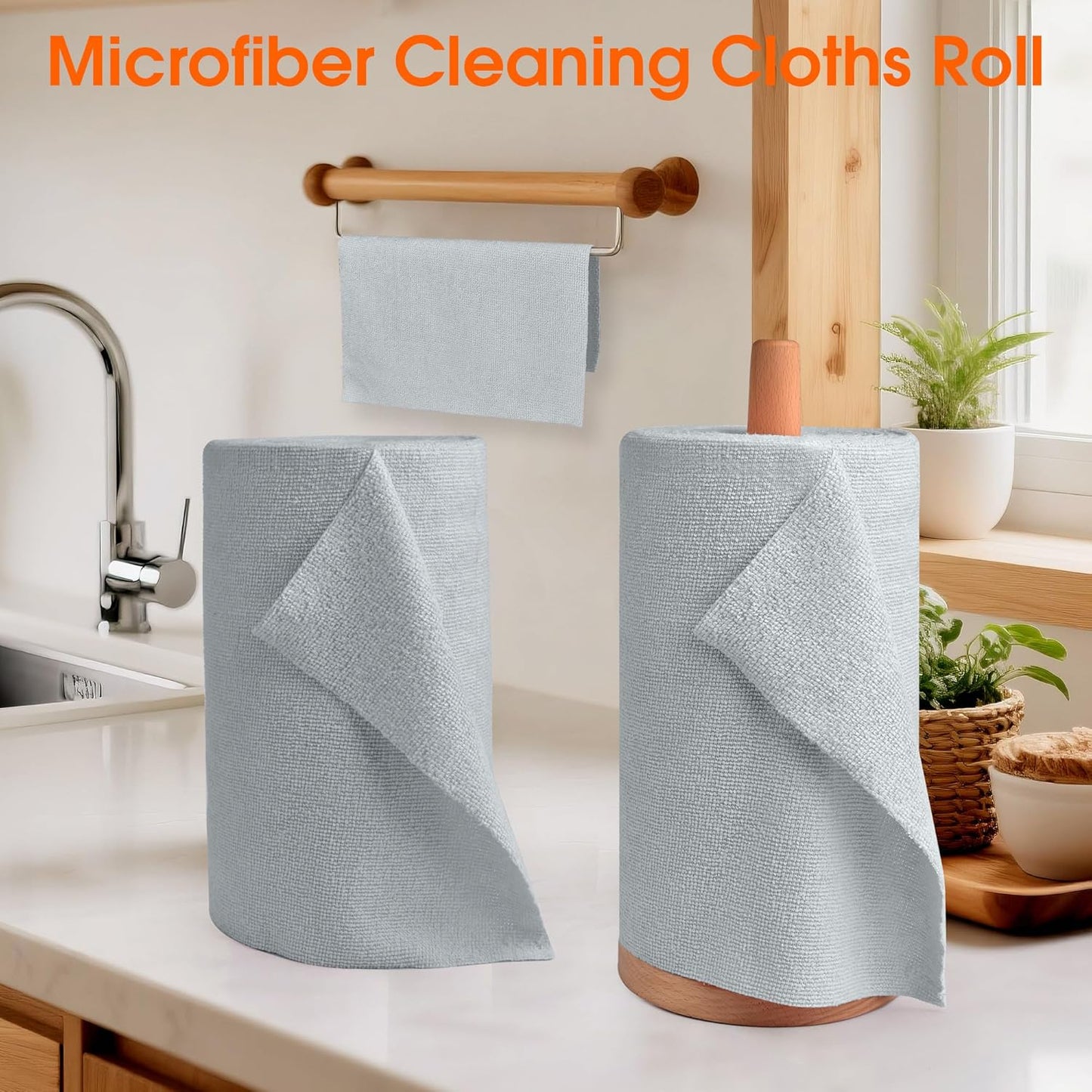 Roll of Microfiber Cleaning Cloth –100 Pack, Tear Away Microfiber Towels, Reusable, Washable