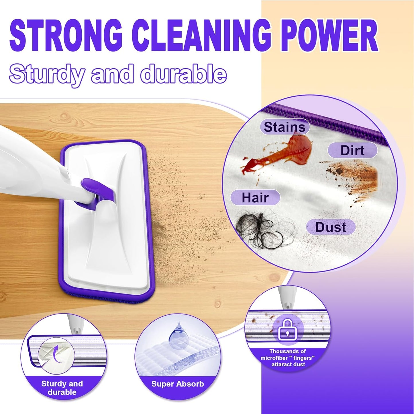 Spray Mop for Hardwood Floor Cleaning: EXEGO Wet Mops with 5 Microfiber Refillable Pads for Swiffer