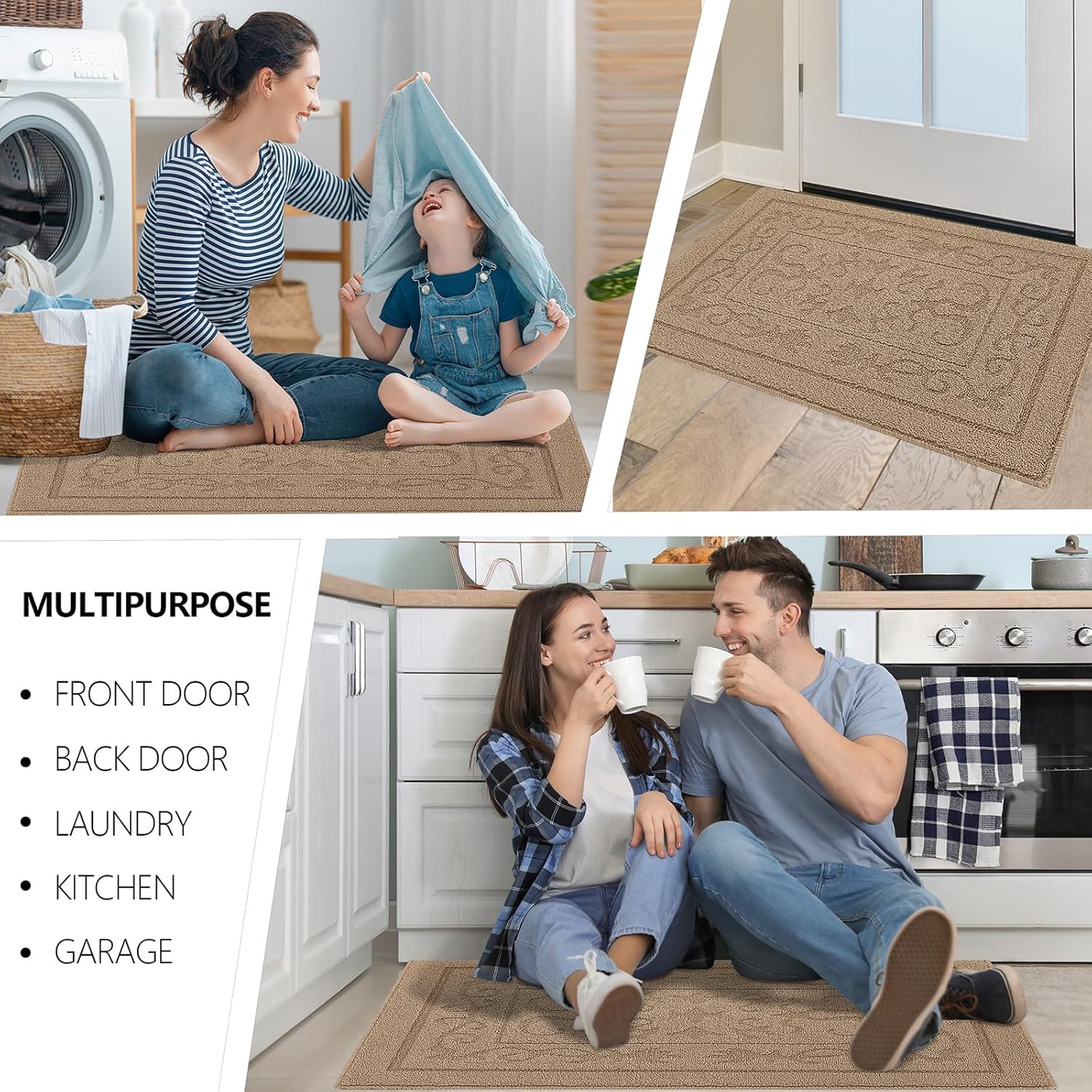 FONEYI Indoor Door Mat 24" x 36", Dirt Trapper Door Mats Non-Slip Entryway Rugs Washable, Absorbent