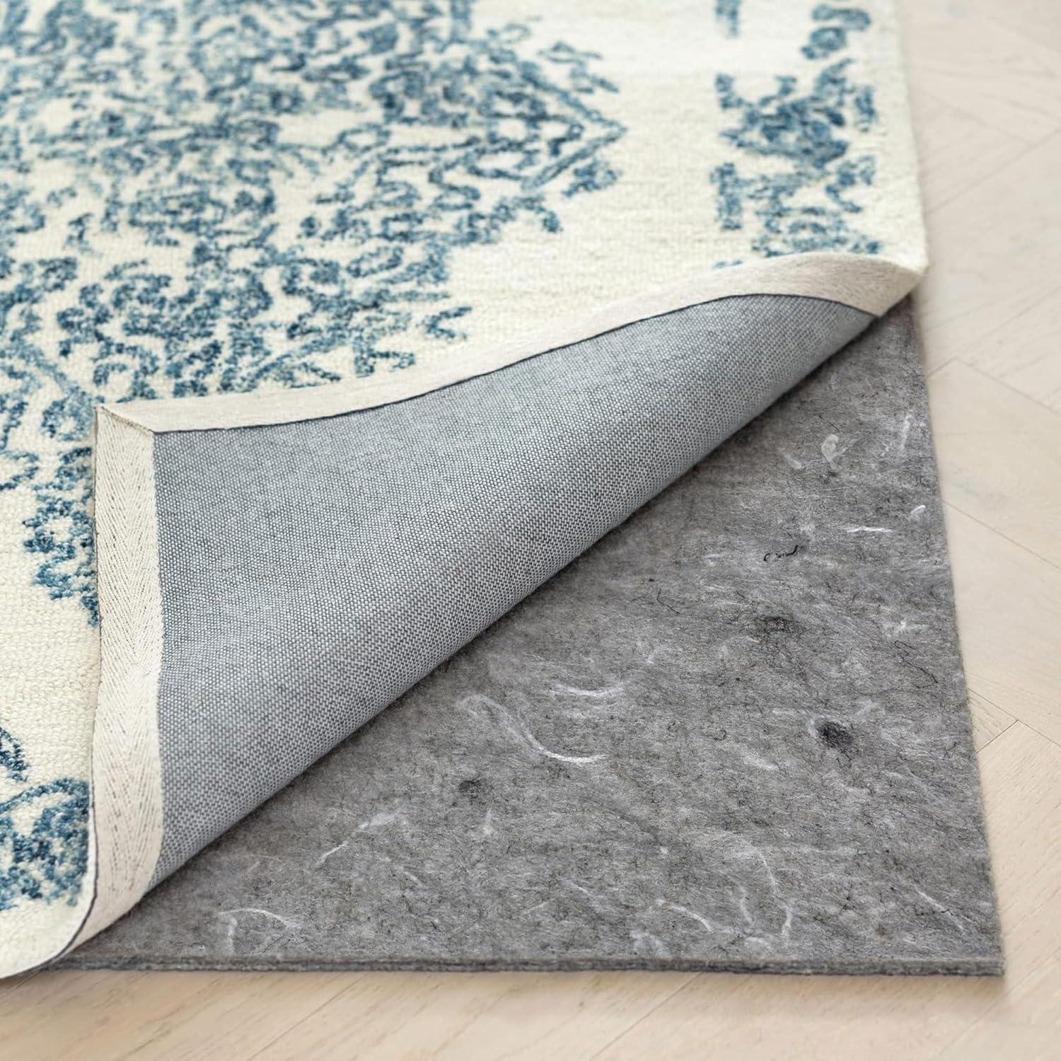 RUGPADUSA - Dual Surface - 12' Square - 1/8" Thick - Felt + Rubber - Non-Slip Backing Rug Pad