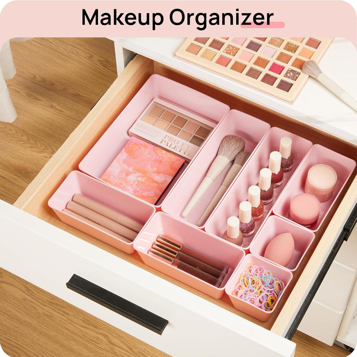 Vtopmart 25 PCS Plastic Drawer Organizers Set, 4-Size Versatile Bathroom and Vanity Drawer