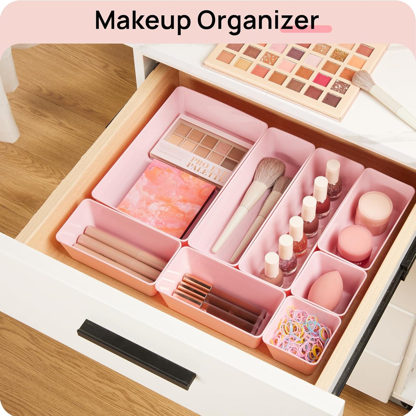 Vtopmart 44 PCS Plastic Drawer Organizers Set, 4-Size Versatile Bathroom and Vanity Organizer