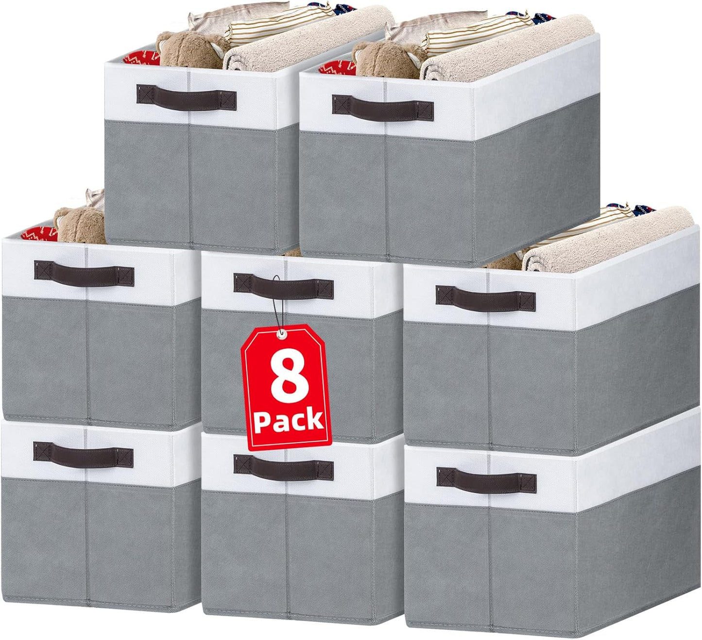 Criusia Large Storage Baskets 8 Pack Versatile Fabric Storage Bins for Closet Cabinet Wardrobe