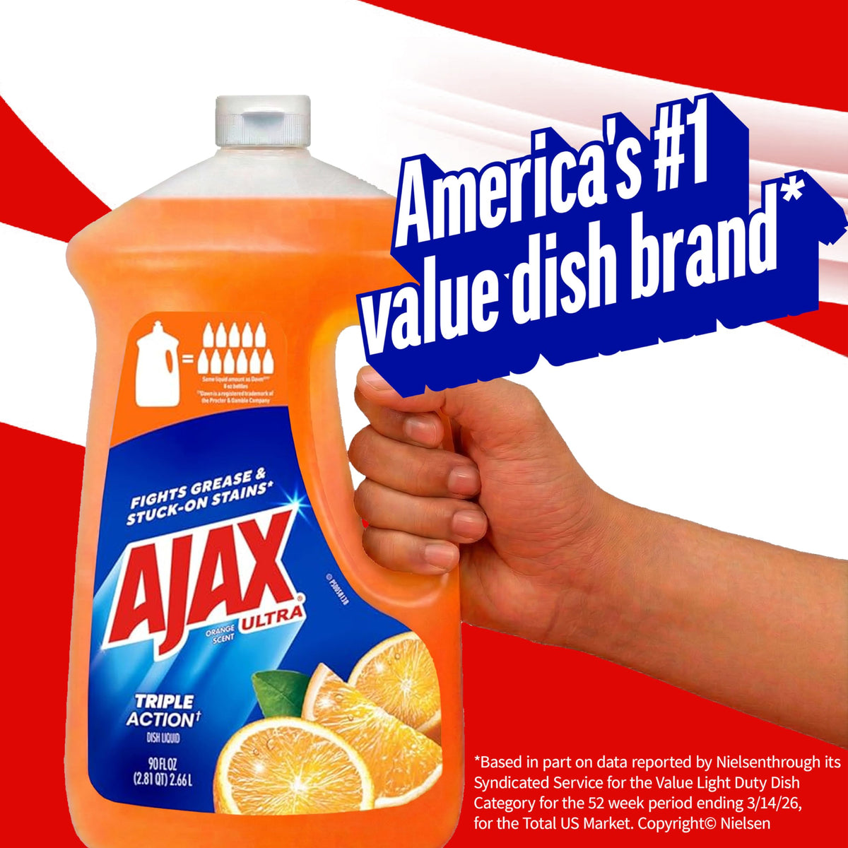 Ajax Ultra Liquid Dish Soap Orange Scent, Triple Action, 90 fl oz Bottle