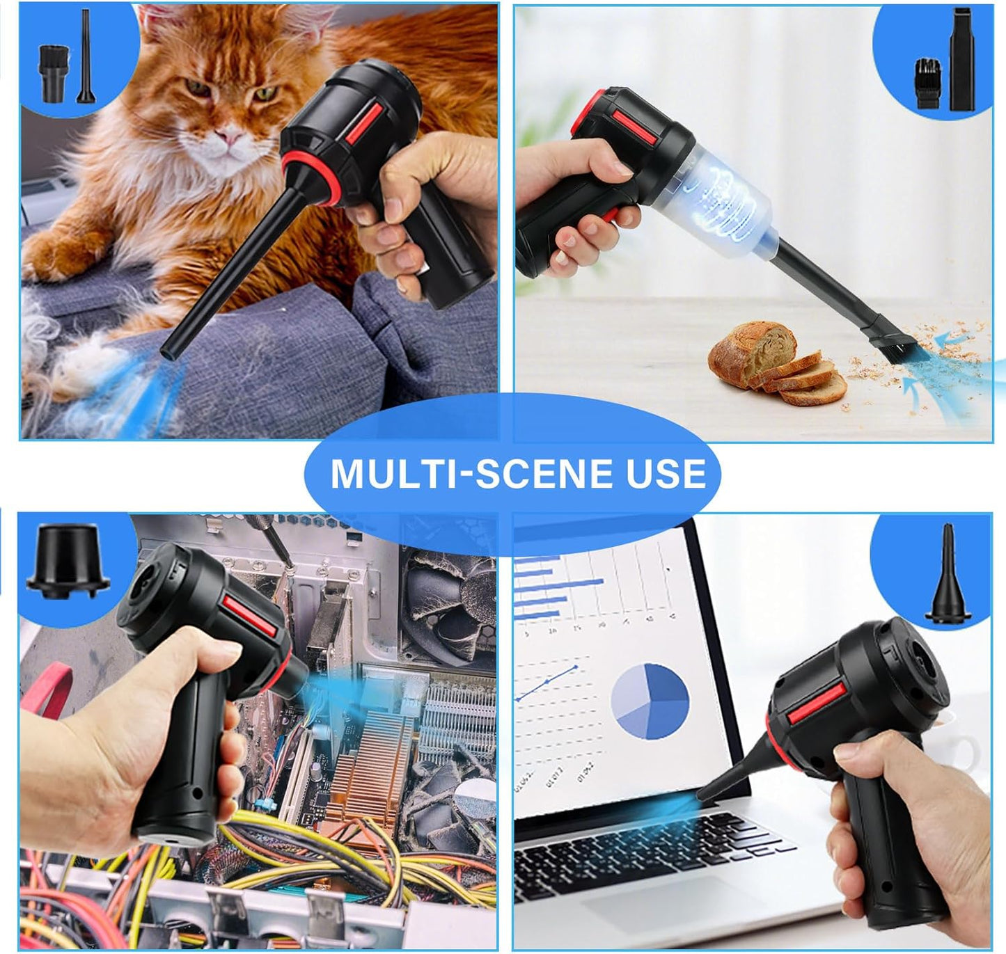 Air Duster - Computer Vacuum Cleaner - for Keyboard Cleaning- Cordless Canned Air- Powerful