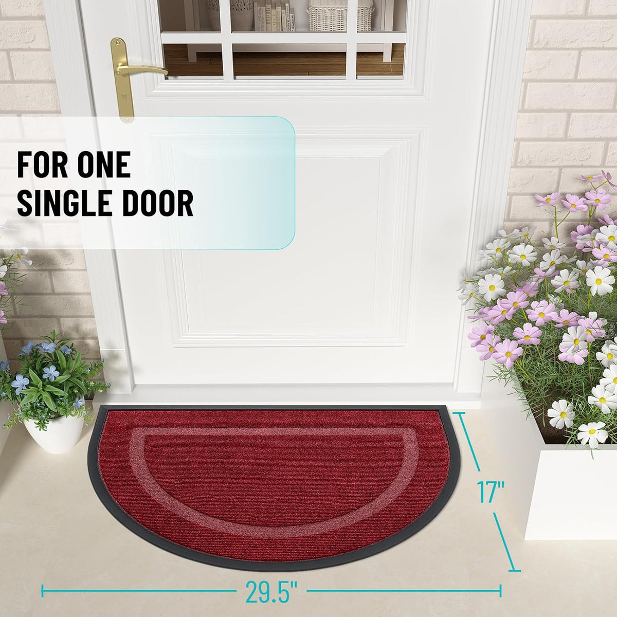 OLANLY Half Circle Door Mat Indoor Outdoor Entrance Welcome, Waterproof All-Season, All-Weather
