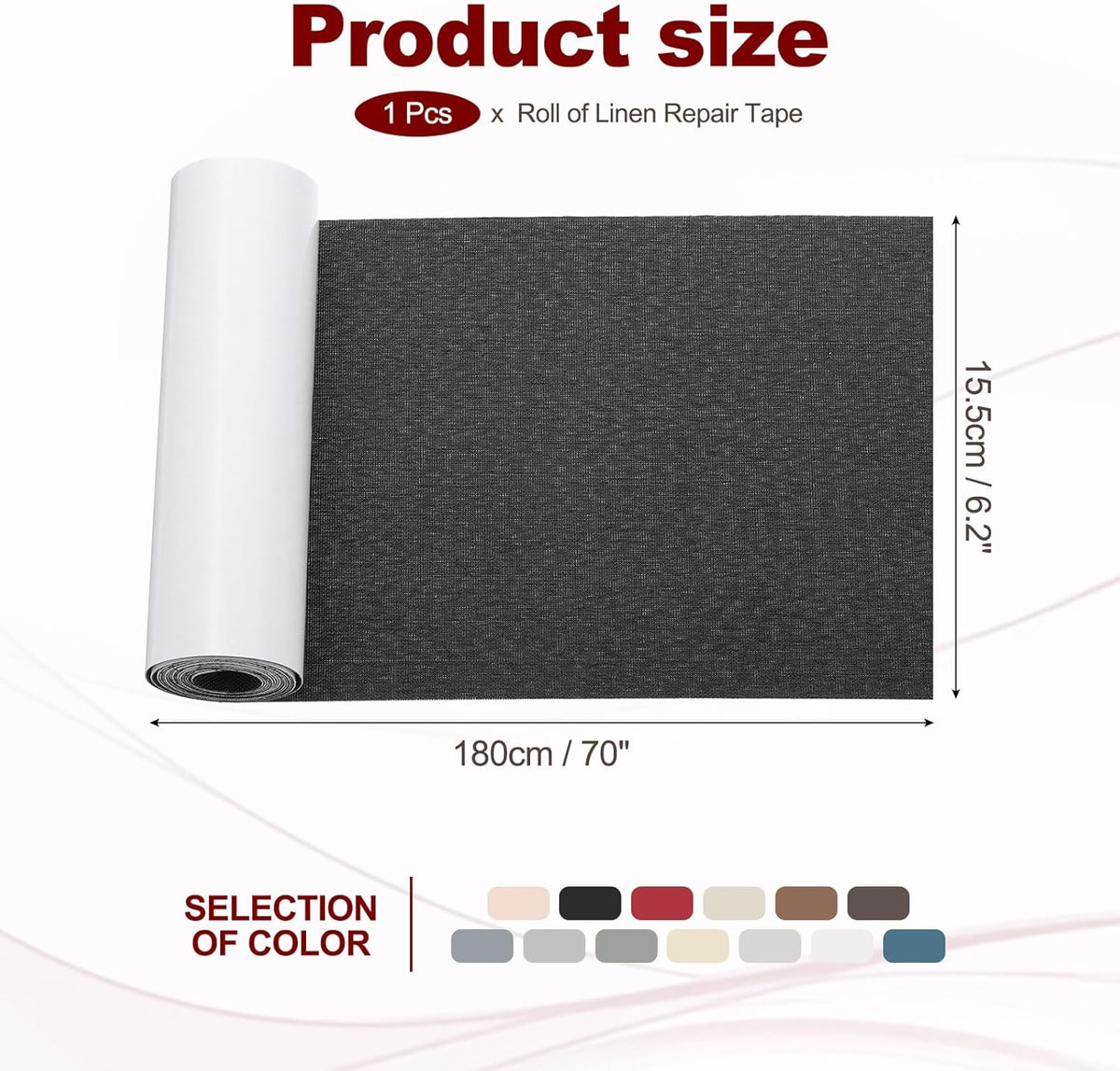 PATIKIL 70x6.2 Inch Linen Repair Tape, Repair Fabric Patch Self Adhesive Couch Patch Line Repair