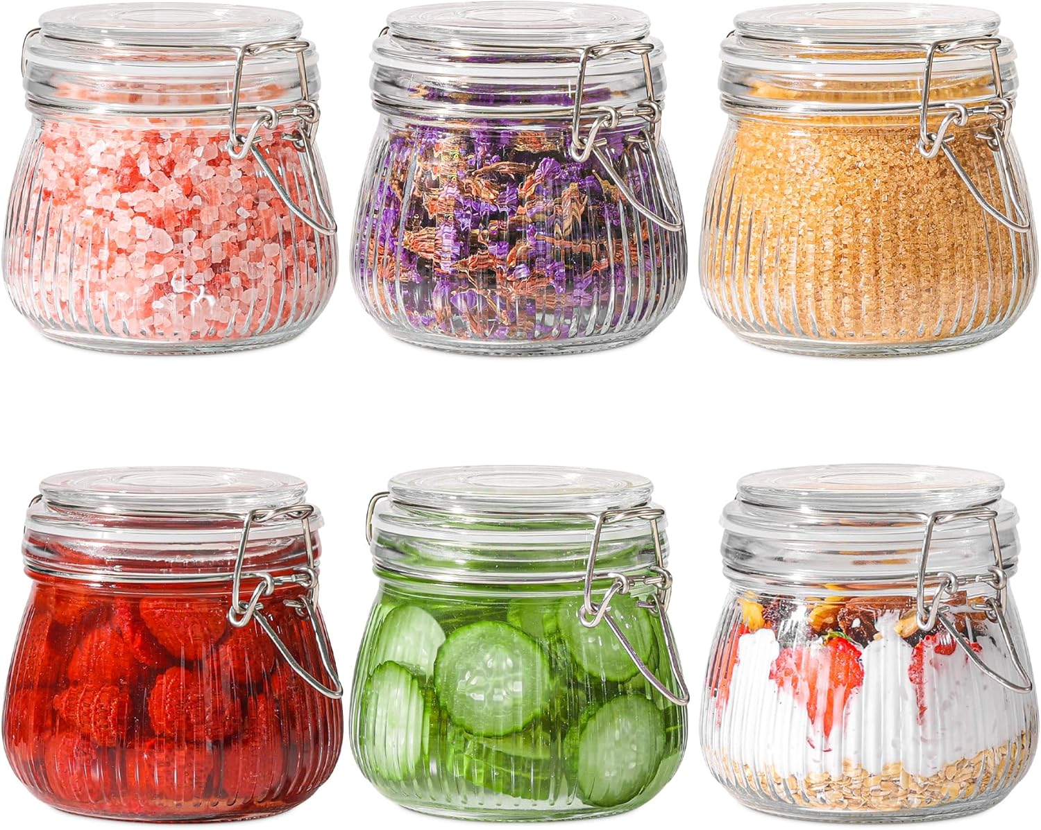 ComSaf Airtight Glass jar with lid 17oz, Glass Storage Containers with Lids, Small Canister, Mason