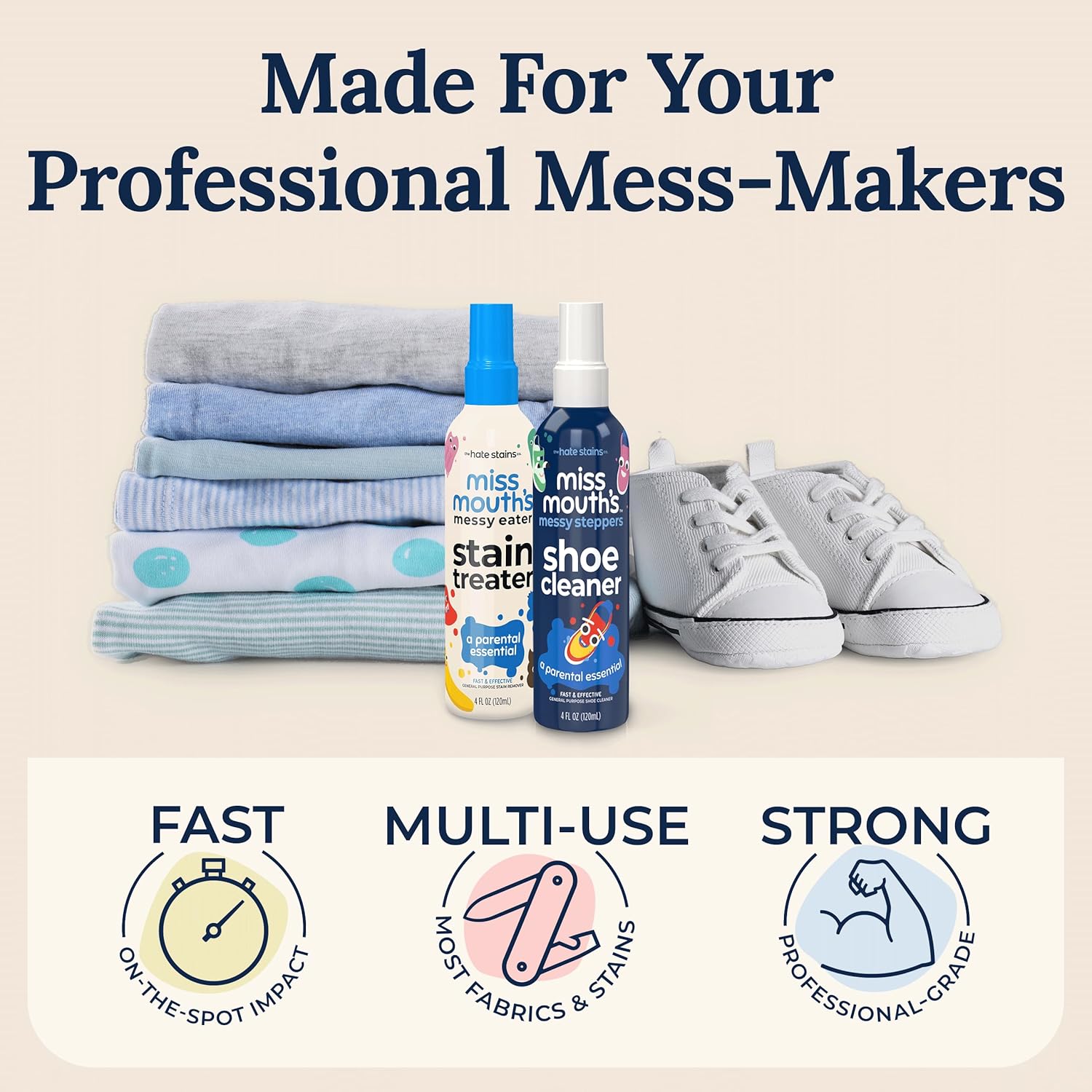 Miss Mouth's Messy Eater Stain Treater and Messy Steppers Shoe Cleaner Magic Duo - Stain Remover