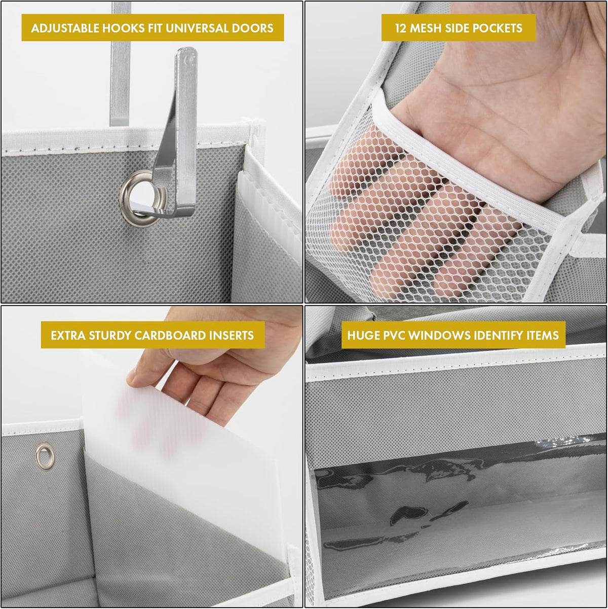 HOMELUX THEORY 2 PC Heavy Duty Over the Door Organizer 55x14x6.7, 6 Large Front & 12 Side Pockets
