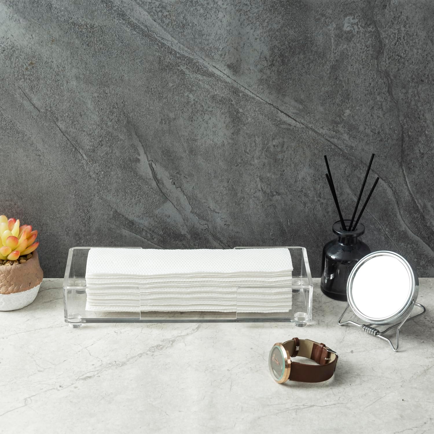 MyGift Modern Premium Clear Acrylic Bathroom Paper Towel Holder for Trifold, Z-Fold and Multifold