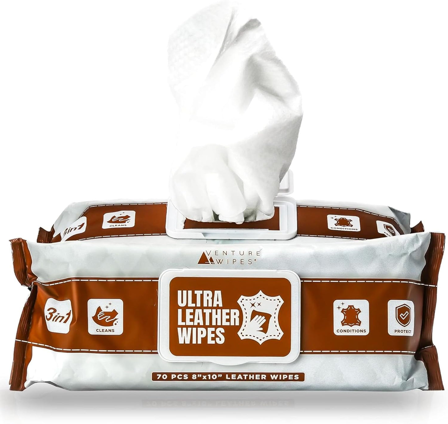 Venture Wipes Leather Cleaner Wipes - Clean, Condition, & Protect - Cleansing Wipes for Interior