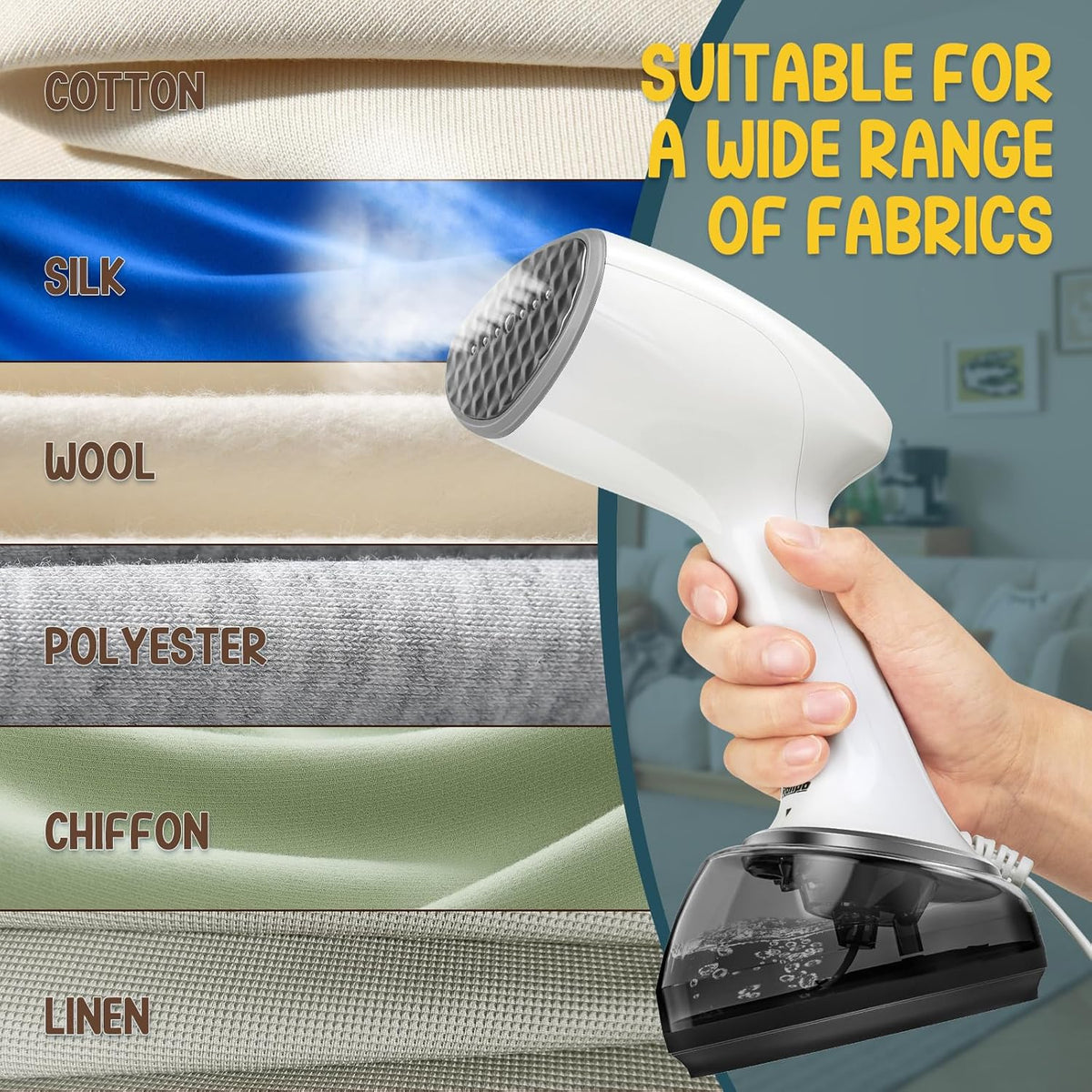 Handheld Steamer for Clothes 1200W, Clothes Steamer with Large 360ml Water Tank, Fast Wrinkle