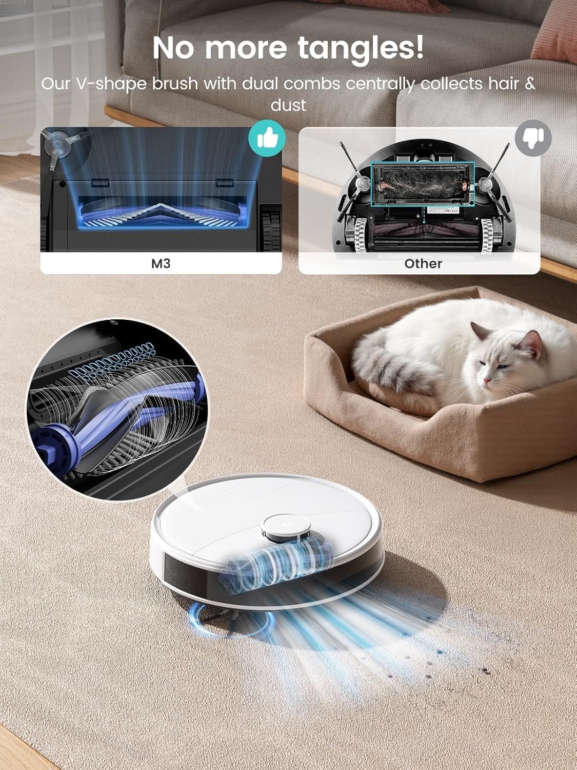 Lefant Robot Vacuum, M3 Robot Vacuum and Mop, 10000Pa Suction, Anti-Tangle Brushes, Dual Spinning