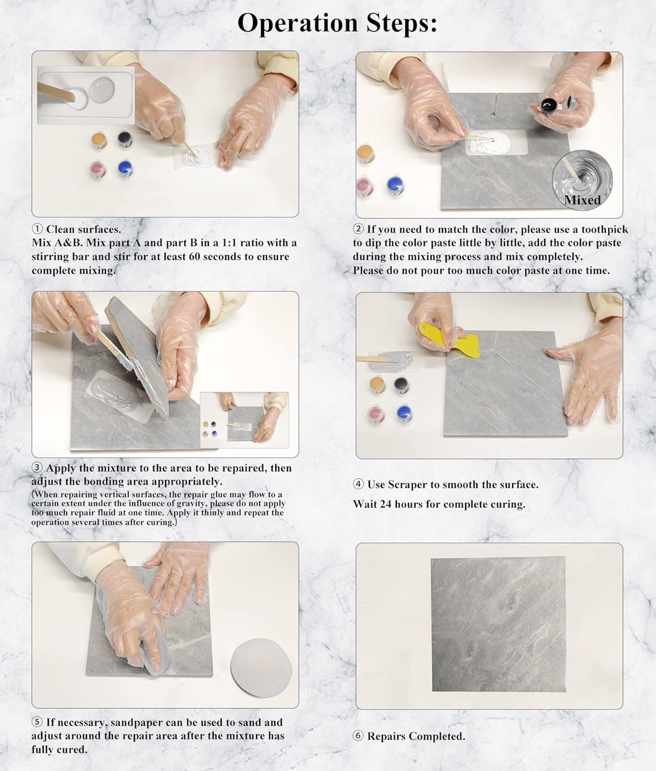 Tub, Tile and Shower Repair Kit (Color Match), Hupeyna Porcelain Repair Kit, Bathtub Repair Kit for