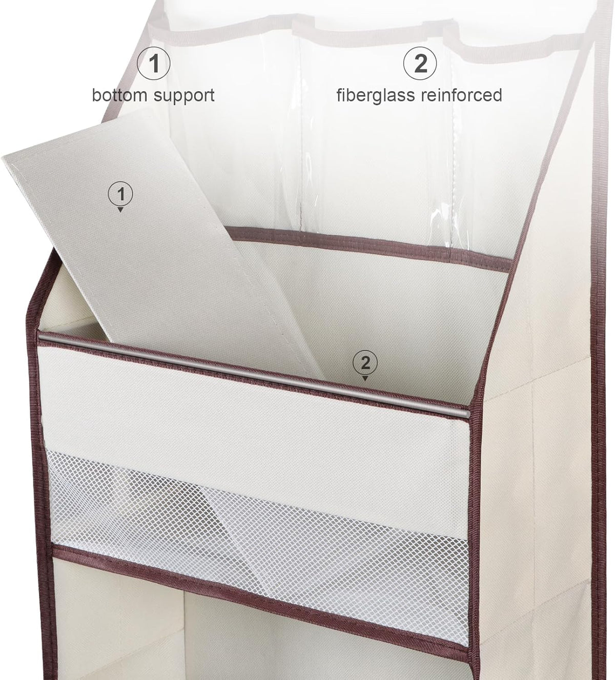 Univivi 6-Shelf Over Door Hanging Organizer Fabric Baby Door Storage with 5 Large Pockets and 3