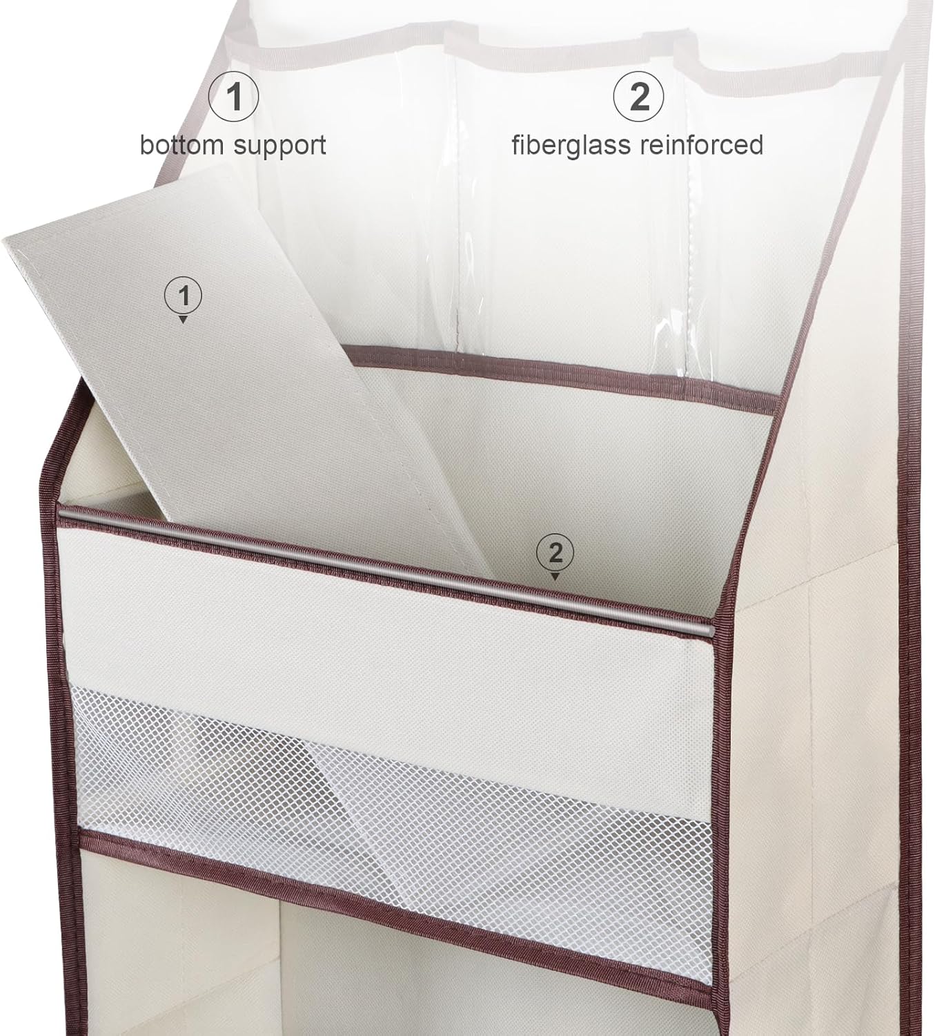 Univivi 6-Shelf Over Door Hanging Organizer Fabric Baby Door Storage with 5 Large Pockets and 3