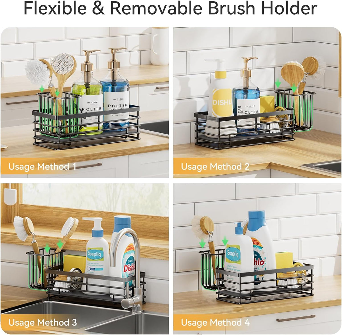 Yofidra Sponge Holder for Kitchen Organizer: Sink Caddy with Instant Drying Stone, Metal Stainless