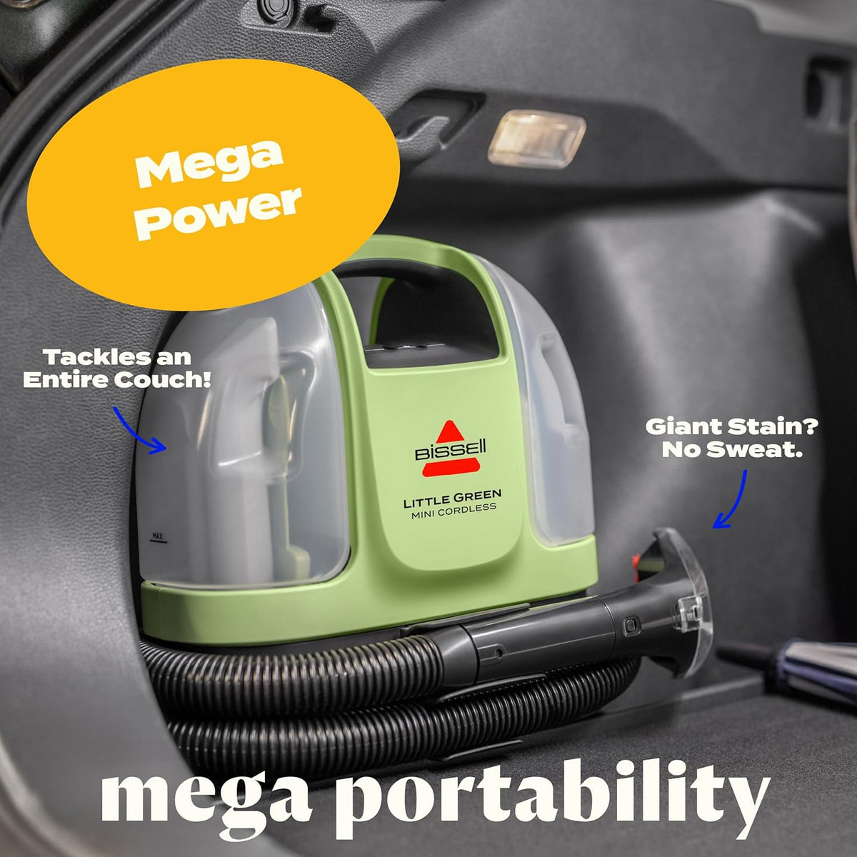 BISSELL Little Green Mini Cordless Portable Carpet and Upholstery Deep Cleaner, Car/Auto Detailer