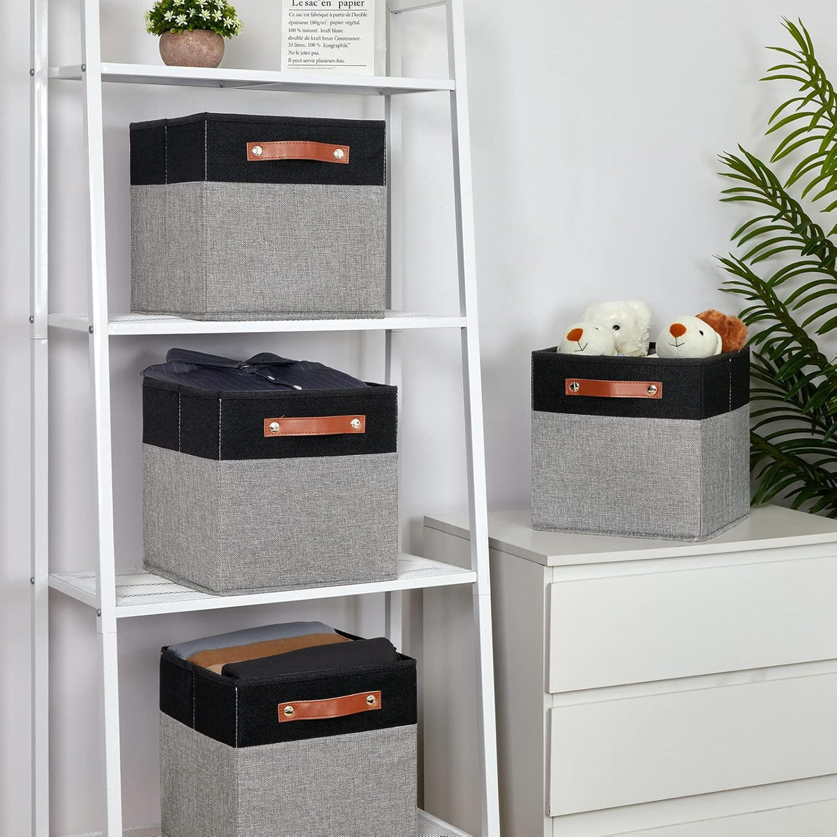 Temary 11 x 11 Cube Storage Bins Fabric Storage Cubes for Shelf, Closet, 4 Pack Cube Basket for