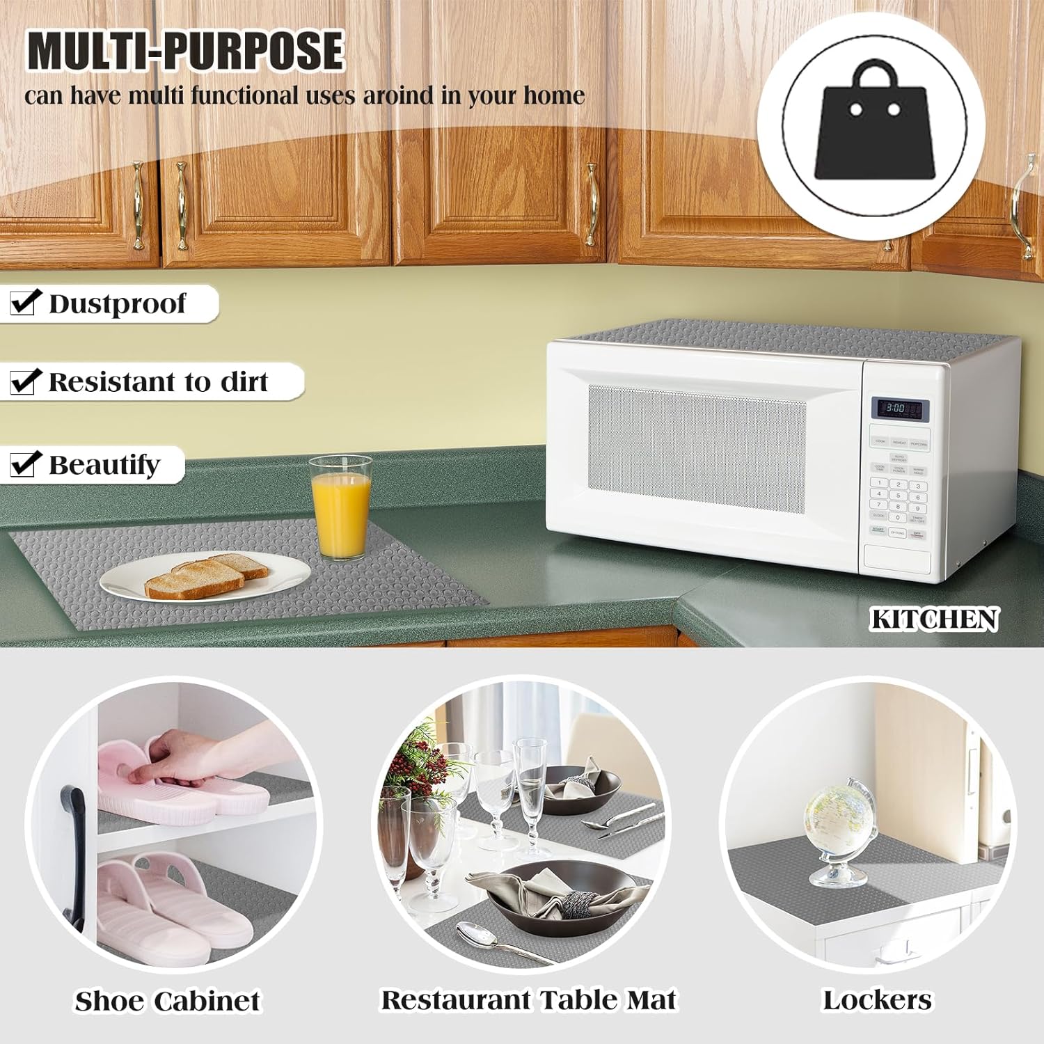 10Pcs Refrigerator Liners, Washable Fridge Liner Shelf Mats Refrigerator Pads for Cupboard Cabinet