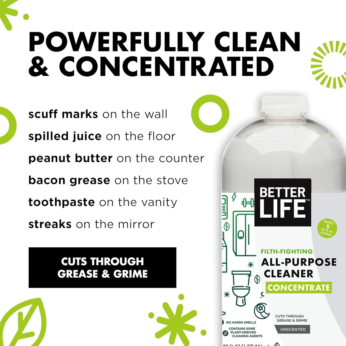 Better Life All Purpose Cleaner Concentrate- Multipurpose Home and Kitchen Cleaner for Glass