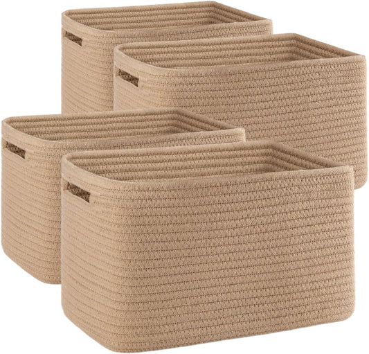 OIAHOMY 4 Pack Storage Baskets for Organizing, Cube Storage Bins for Shelves, Rectangle Storage