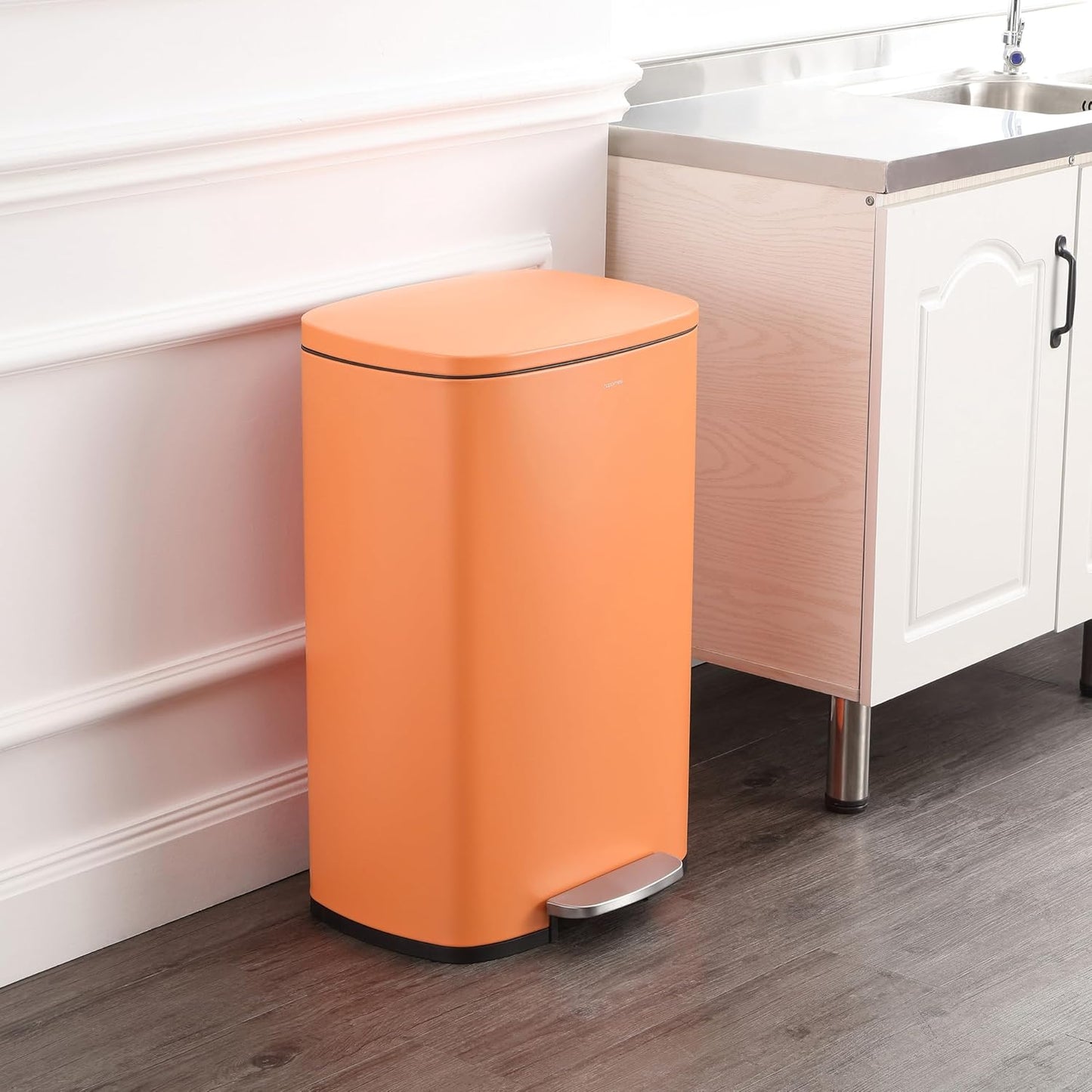happimess HPM1006K Connor Rectangular 13.2-Gallon Trash Can with Soft-Close Lid and Free Mini Trash